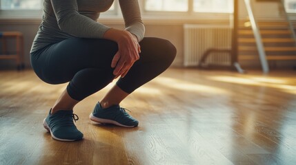Knee exercises in a peaceful fitness studio. Featuring strength and recovery