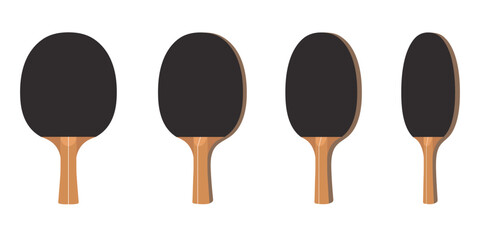Ping pong paddle from different angles flat vector illustration. Table tennis sports equipment clipart. Sport and recreation, active game concept, eps 10