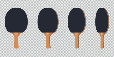 Ping pong paddle from different angles flat vector illustration. Table tennis sports equipment clipart. Sport and recreation, active game concept, eps 10