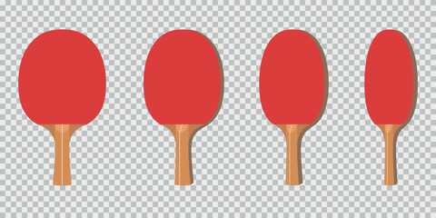 Ping pong paddle from different angles flat vector illustration. Table tennis sports equipment clipart. Sport and recreation, active game concept, eps 10