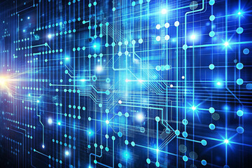 Obraz premium Futuristic digital network glowing circuit board background