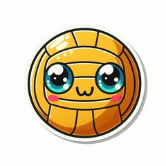Adorable cartoon volleyball with big eyes and a cute smiling face