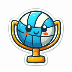 Obraz premium Cartoon volleyball trophy with a smiling face and cute expression