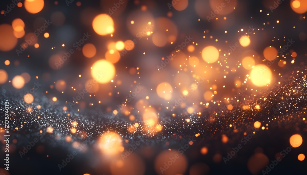 Poster abstract background featuring golden bokeh and shimmering light particles