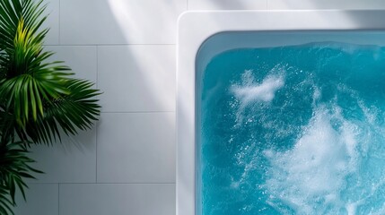 Relaxing Spa Tub with Tropical Plant