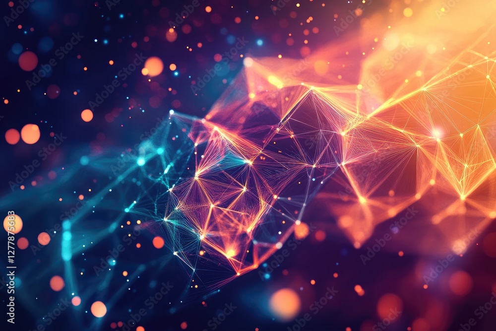 Poster abstract plexus network glowing cosmic backdrop