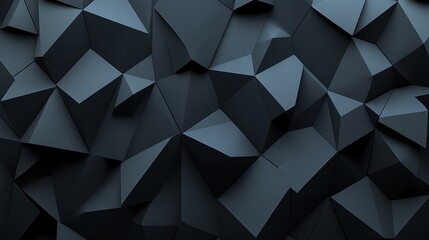 Obraz premium Abstract dark geometric background. Complex interplay of shadows and deep gray polygons create a textured, modern design.