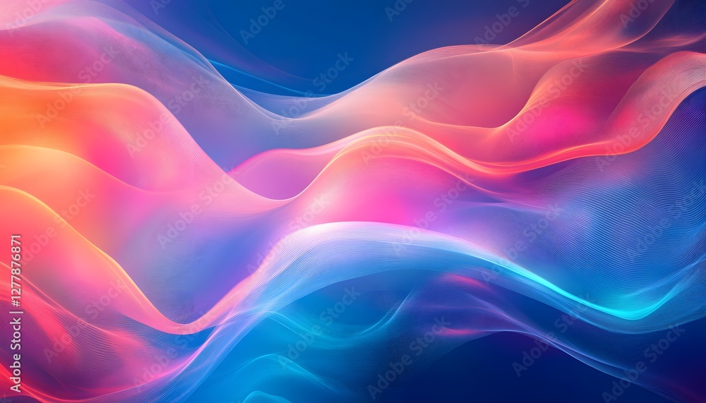 Poster abstract flowing waves of vibrant colors create a mesmerizing effect