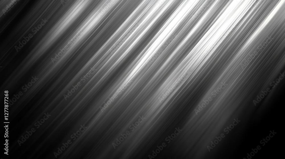 Poster dynamic silver streaks on black background creating a sense of motion and depth for modern design pr