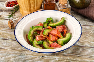 Salad with avocado and salmon