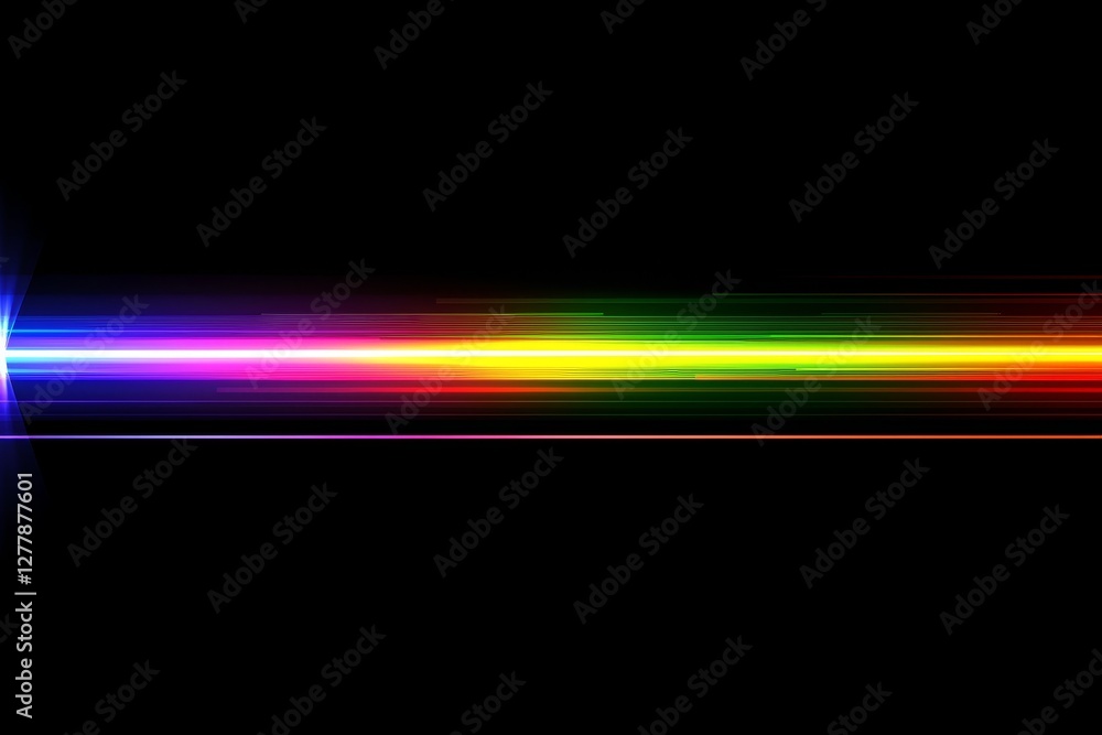 Poster vibrant spectrum of light on black background in horizontal alignment