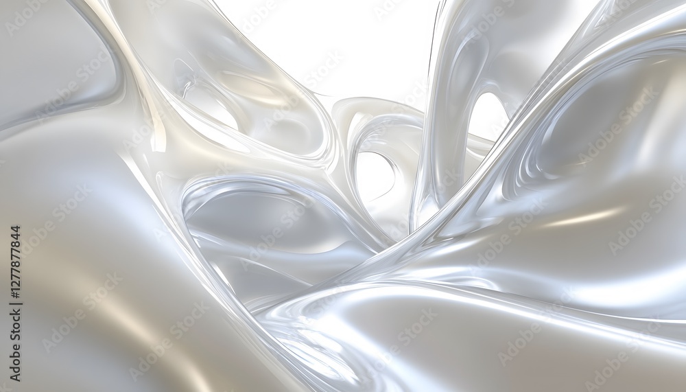 Aufkleber abstract flowing silvery structure with smooth curves and apertures