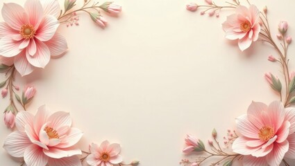 Fototapeta premium Delicate Pink Floral Frame A Soft and Elegant Background for Announcements or Invitations