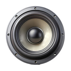 High fidelity audio speaker detailed closeup studio shot 3d hifi cone bass on transparent background