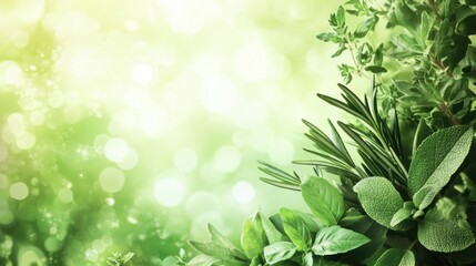 Obraz premium fresh herbs bouquet green nature background