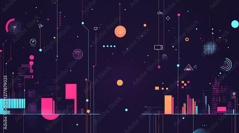 Poster abstract geometric network data visualization design