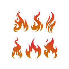 Set of red and orange fire flame template, Bonfire images vector