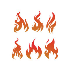 Set of red and orange fire flame template, Bonfire images vector