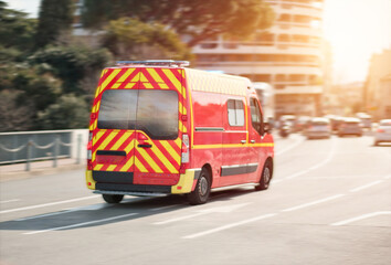 Urgent Emergency Rescue Response Services Solutions, Ambulance Vehicle In Fast Motion