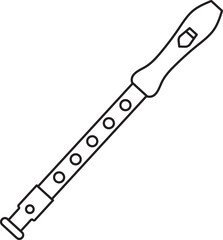 St. Patrick's Day, flute, Irish folk musical instruments, black and white vector linear icon isolated on a white transparent background