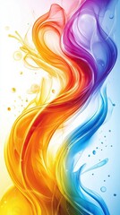 Fototapeta premium Colorful abstract fluid wave design background, Vibrant Abstract Color Smoke Background: High-Resolution Rainbow Colored Smoke Textures and Flowing Paint Effects.