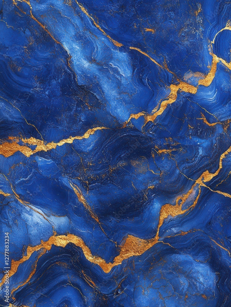 Poster elegant abstract background showcasing a mesmerizing blend of deep blue hues and shimmering golden v
