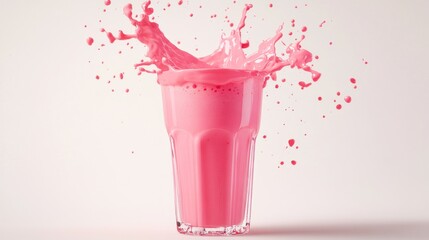 Pink smoothie splash, studio shot, beverage, advertising