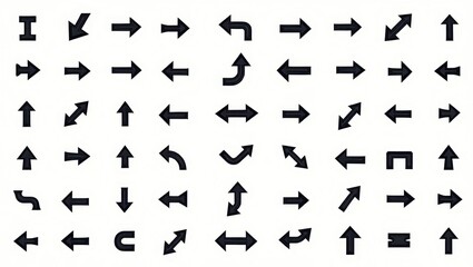 Collection of Directional Arrows in Various Styles on a Light Background