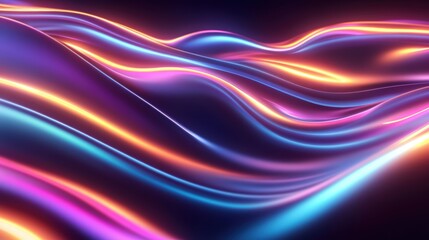 Fototapeta premium Vibrant colorful neon waves creating futuristic abstract background with dynamic light effects