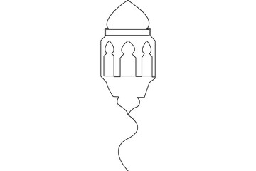 Continuous one line Ramadan symbol. mosque line concept outline vector art illustration 
