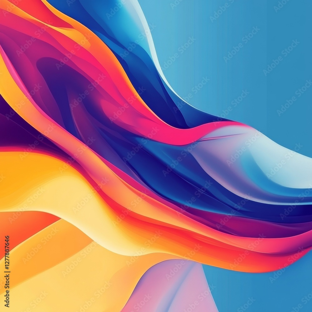 Poster colorful abstract flow: a vivid swirl of modern art with smooth, curving lines and elegant fluidity