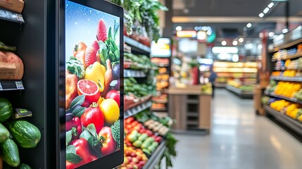 Vibrant Produce Display in Modern Grocery Store