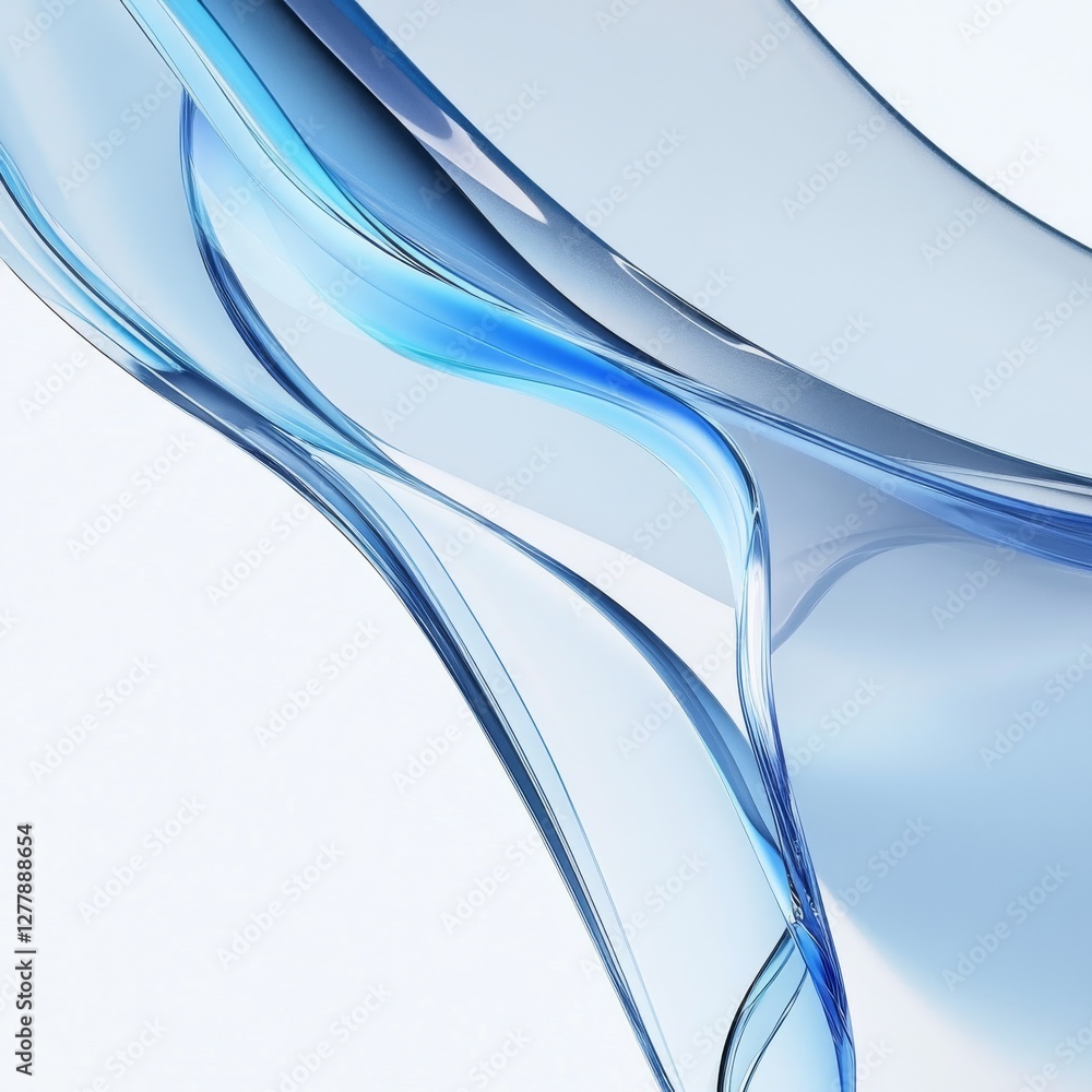 Poster Elegant Blue Abstract: Modern Minimalist Design with Smooth Lines and Light Reflections for Backgrounds & Graphics