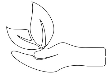 Continuous one line drawing of Leaf outline vector art illustration isolated on white background
