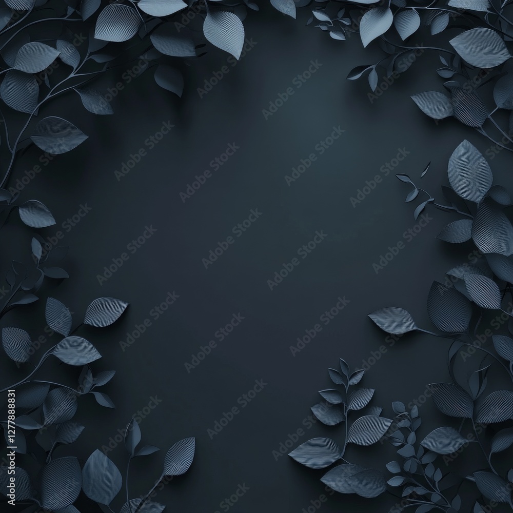 Aufkleber elegant dark botanical frame with textured leaves - a stylish and modern backdrop for invitations an