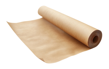 Roll of brown kraft paper, isolated on transparent cutout background