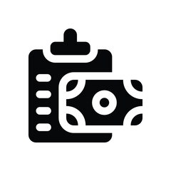 clipboard glyph icon. Strong and solid vector icon for websites, mobile interfaces, presentations, and visual branding. High quality and easy to edit.