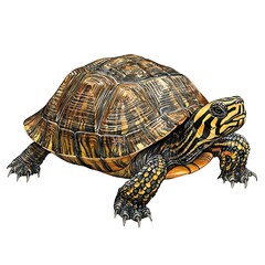 Fototapeta premium Detailed Illustration of a North American Eastern Box Turtle.