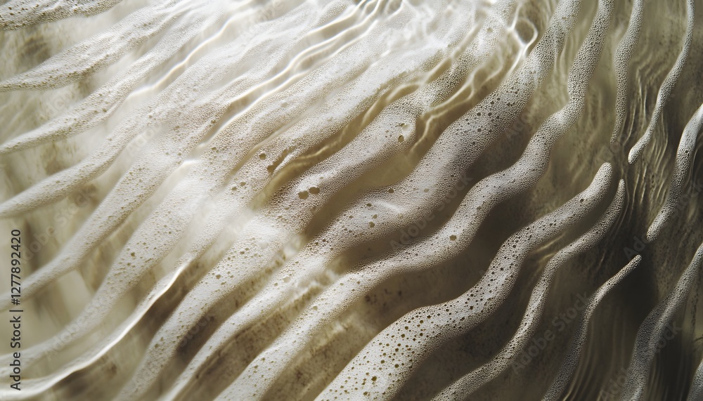 Poster water surface with foam bubbles creating wavy patterns