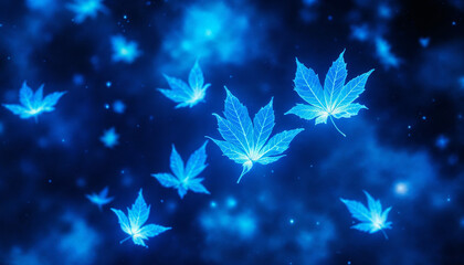 Hojas azules sobre un fondo azul