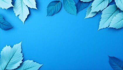 Hojas azules sobre un fondo azul