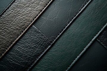 Textured Leather Strips in Varying Shades Showcasing Craftsmanship and Material Quality. Generative AI