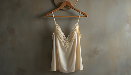 High-End Satin Lingerie with Lace – Minimalist Boudoir Aesthetic, Silk Camisole for Luxury Fashion Editorial
