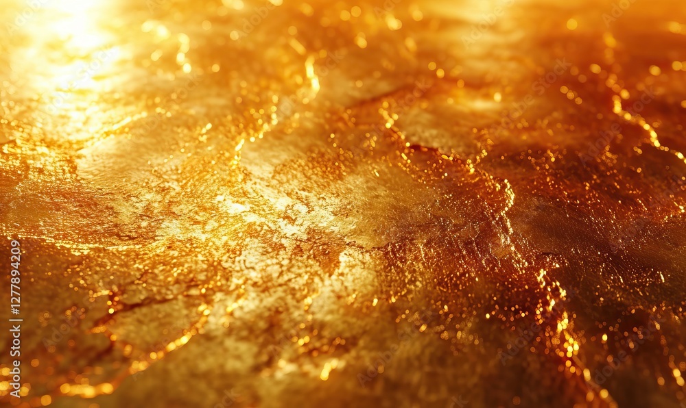 Poster golden shimmering surface with intricate patterns. generative ai