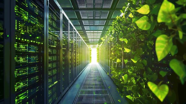 Green Data Center: Sustainable Technology and Nature's Harmony