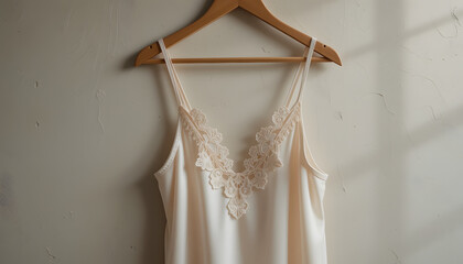 High-End Satin Lingerie with Lace – Minimalist Boudoir Aesthetic, Silk Camisole for Luxury Fashion Editorial
