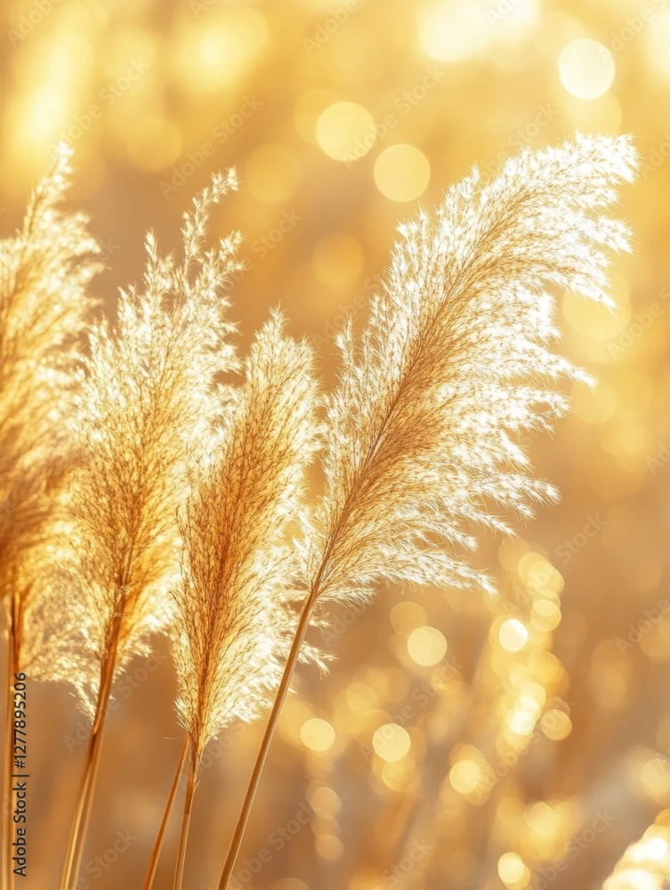 Poster golden reeds sway gently in the soft light creating a serene and peaceful atmosphere with bokeh back