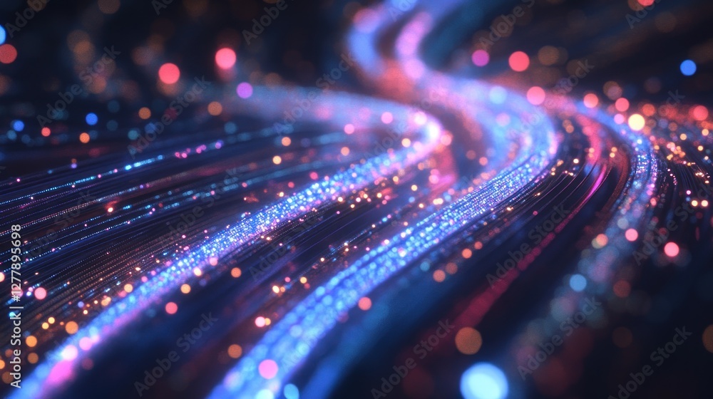 Aufkleber abstract digital art showing glowing lines flowing in a curve