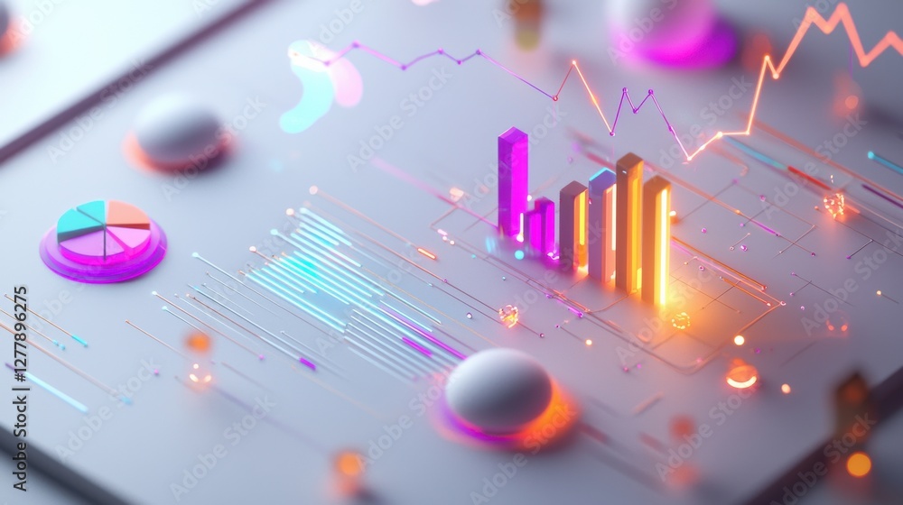 Aufkleber vibrant financial data visualization dashboard with animated charts and infographic elements