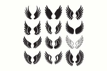 Obraz premium Beautiful Pair of Angelic Wings in Line Art vector